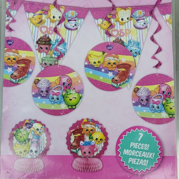 Shopkins Birthday Party Decoration Kit 7 Pc Banner Centerpiece Swirl Supplies‎ - Picture 3 of 5